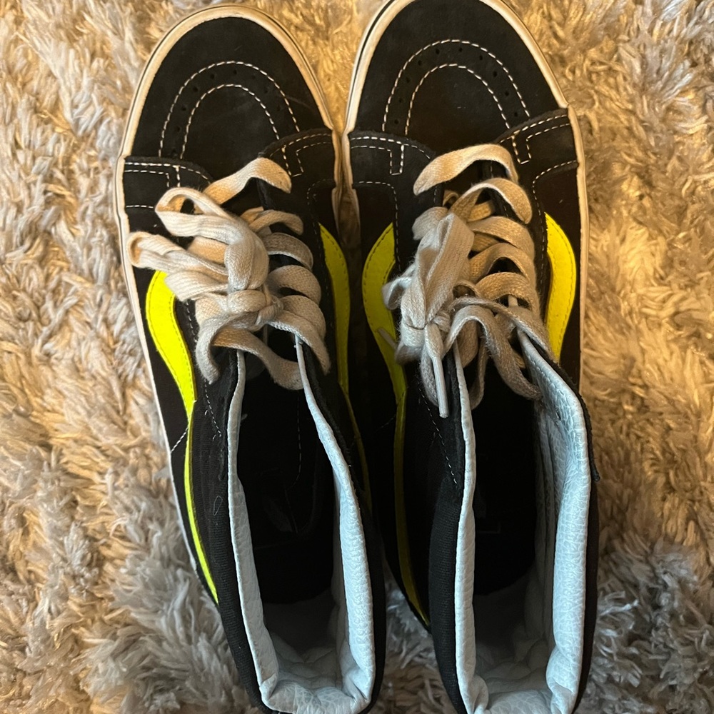 Black & Neon Yellow Vans High Tops